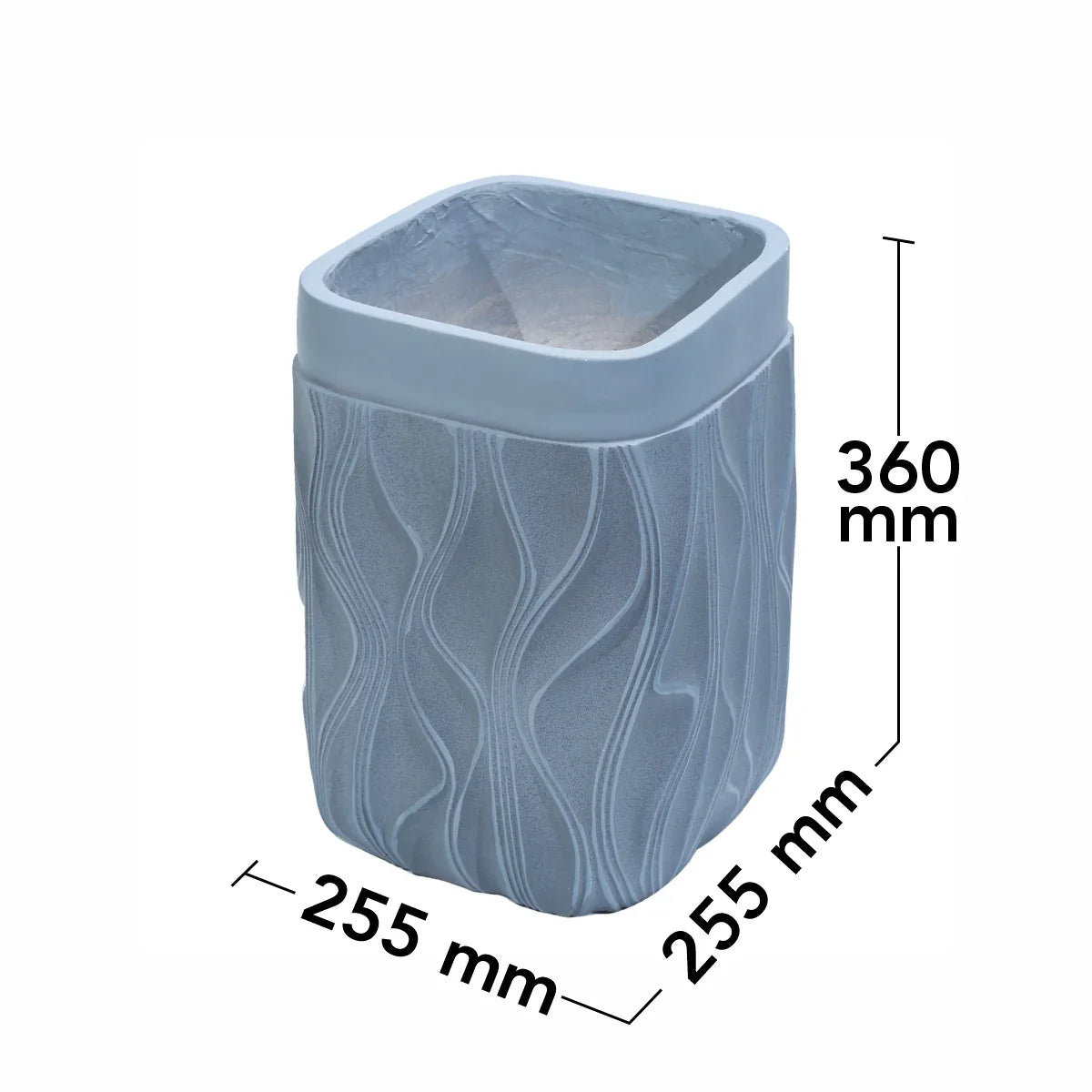 Ghiveci ecologic, Eco-friendly, Naimeed D6368, Mic, din materiale minerale, Gri, 36x25,5x25,5cm