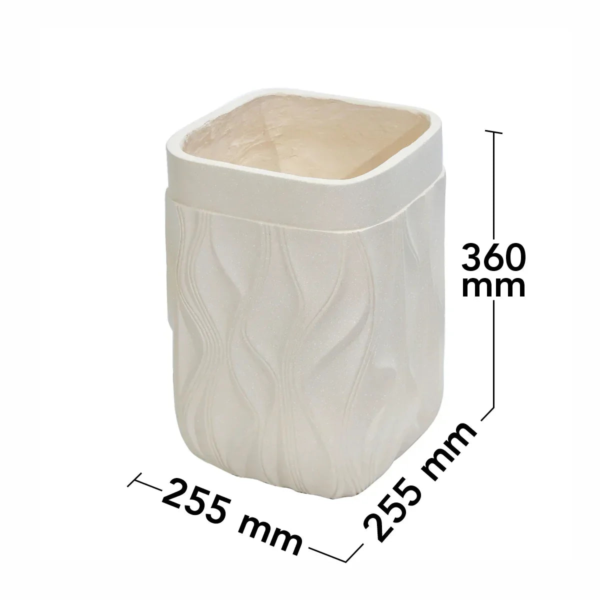 Ghiveci ecologic, Eco-friendly, Naimeed D6369, Mic, din materiale minerale, Crem, 36x25,5x25,5cm
