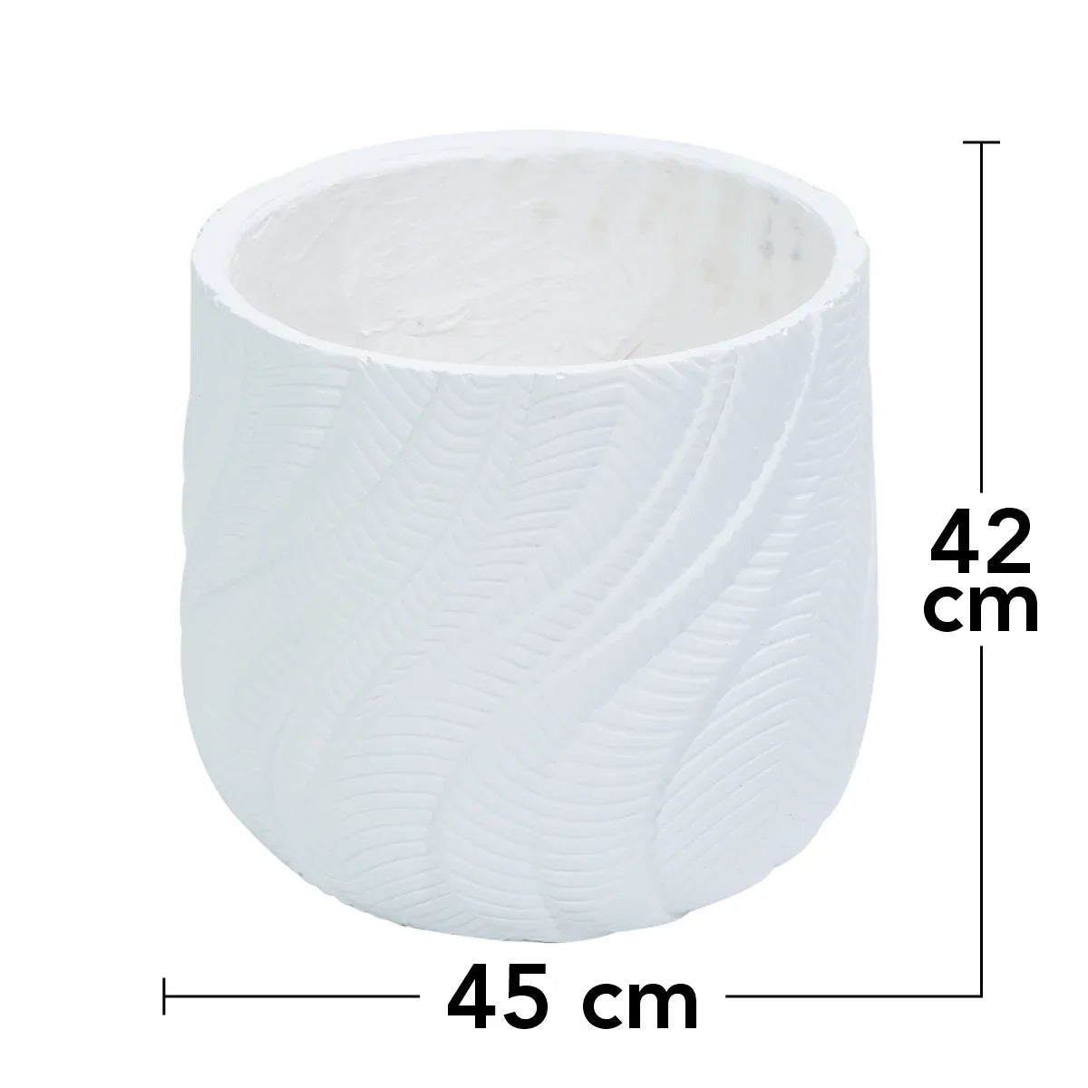 Ghiveci ecologic, Eco-friendly, Naimeed D6379, Mare, din materiale minerale, Alb, 42x45x45cm
