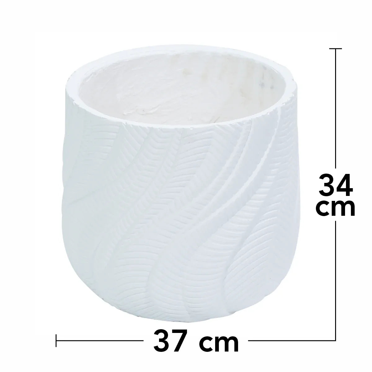 Ghiveci ecologic, Eco-friendly, Naimeed D6379, Mediu, din materiale minerale, Alb, 34x37x37cm