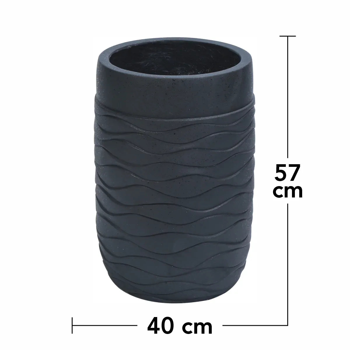 Ghiveci ecologic, Eco-friendly, Naimeed D6384, Mare, din materiale minerale, Negru, 57x40x40cm