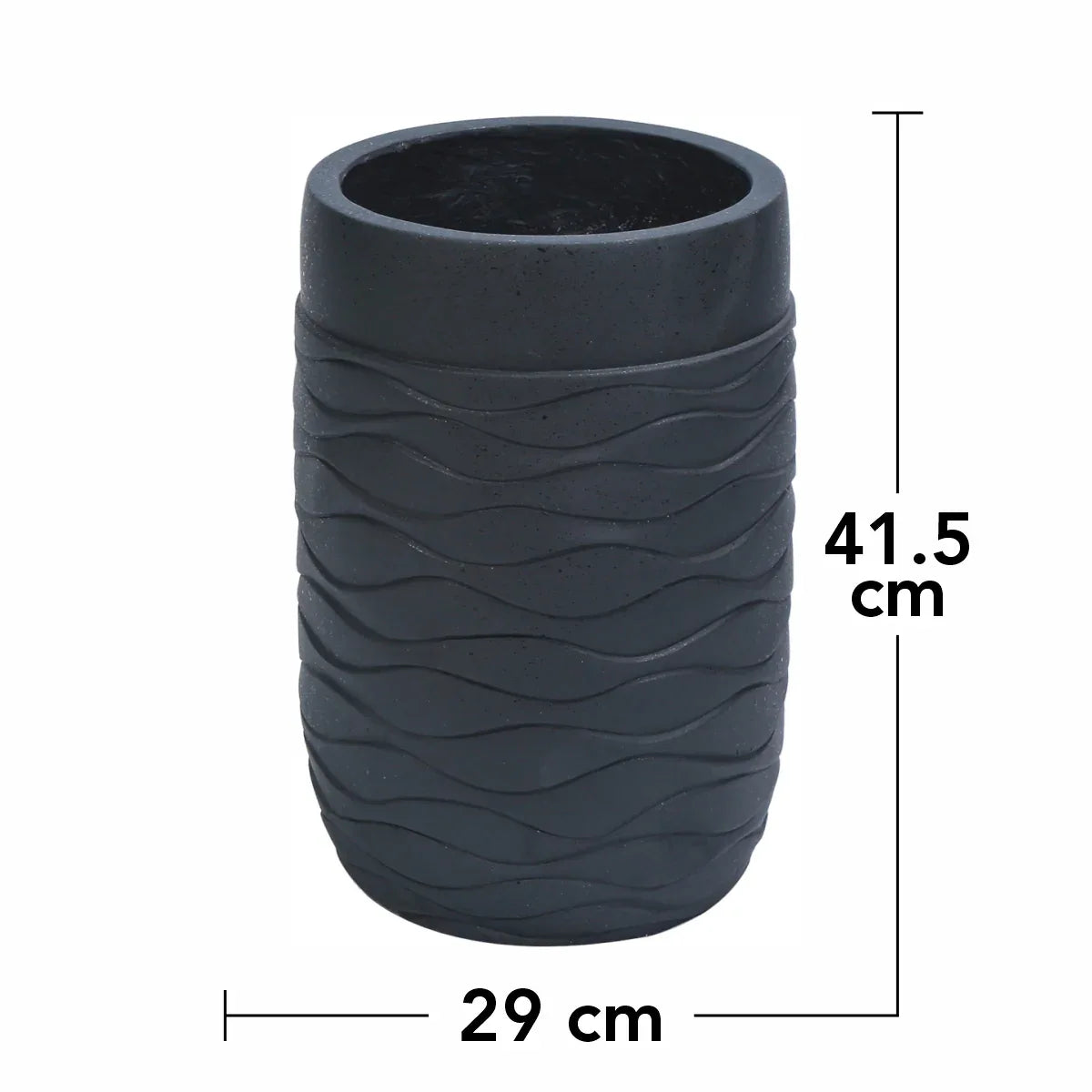 Ghiveci ecologic, Eco-friendly, Naimeed D6384 Mediu, din materiale minerale, Negru, 41,5x29x29cm