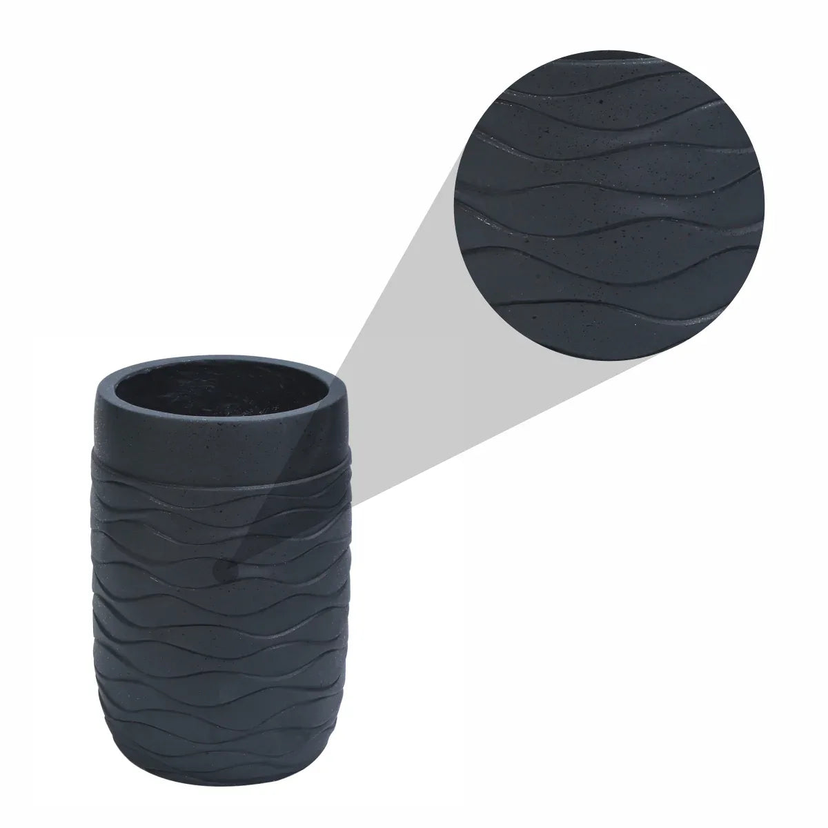 Ghiveci ecologic, Eco-friendly, Naimeed D6384 Mediu, din materiale minerale, Negru, 41,5x29x29cm