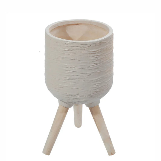 Ghiveci ecologic, Eco-friendly, Naimeed D6391, Mic, din materiale minerale, Bej, 27,5x23x23cm