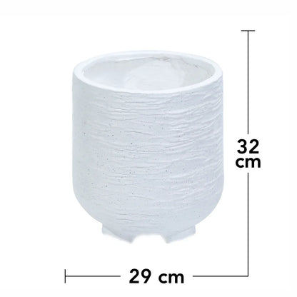 Ghiveci ecologic, Eco-friendly, Naimeed D6392 Mediu, din materiale minerale, Alb, 32x29x29cm