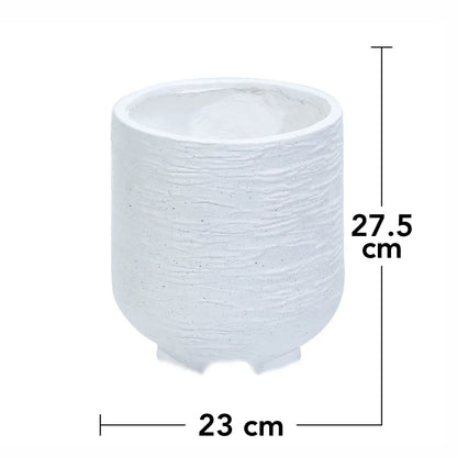 Ghiveci ecologic, Eco-friendly, Naimeed D6392, Mic, din materiale minerale, Alb, 27,5x23x23cm