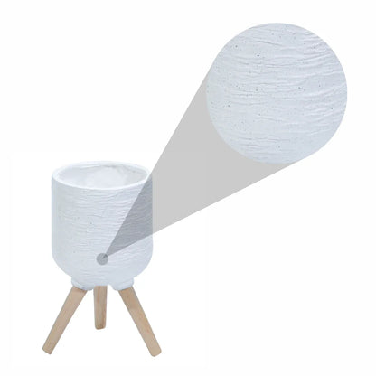 Ghiveci ecologic, Eco-friendly, Naimeed D6392, Mic, din materiale minerale, Alb, 27,5x23x23cm