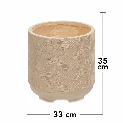 Ghiveci ecologic, Eco-friendly, Naimeed D6394, Mare, din materiale minerale, Crem, 35x33x33cm