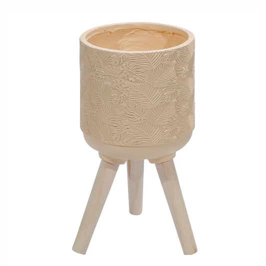 Ghiveci ecologic, Eco-friendly, Naimeed D6394 Mediu, din materiale minerale, Crem, 28x28x28cm