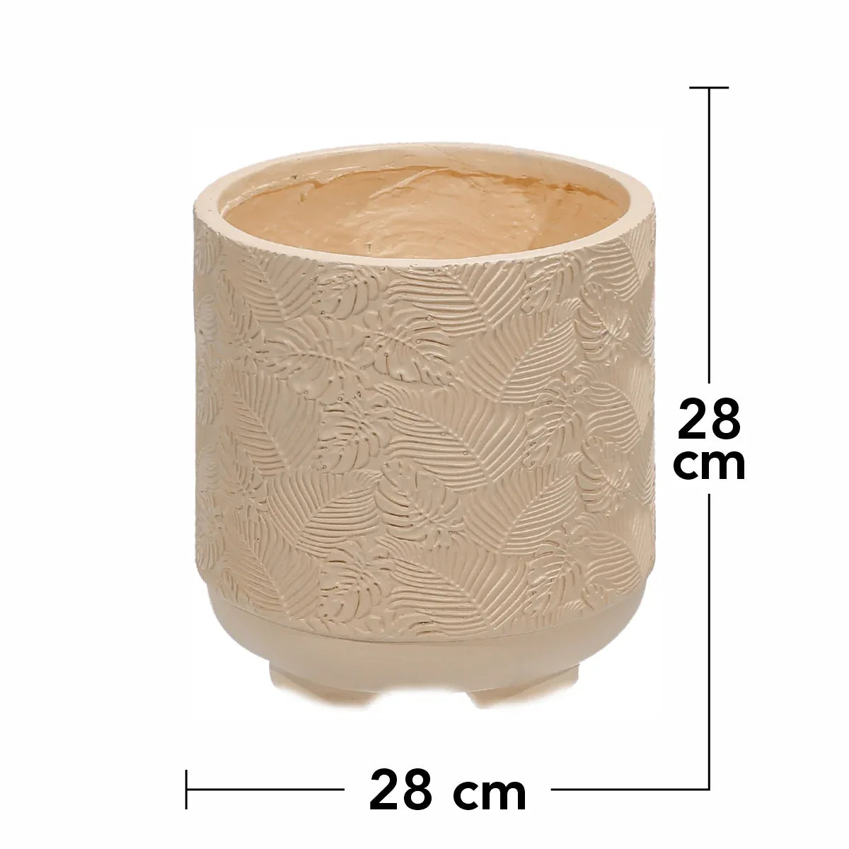 Ghiveci ecologic, Eco-friendly, Naimeed D6394 Mediu, din materiale minerale, Crem, 28x28x28cm