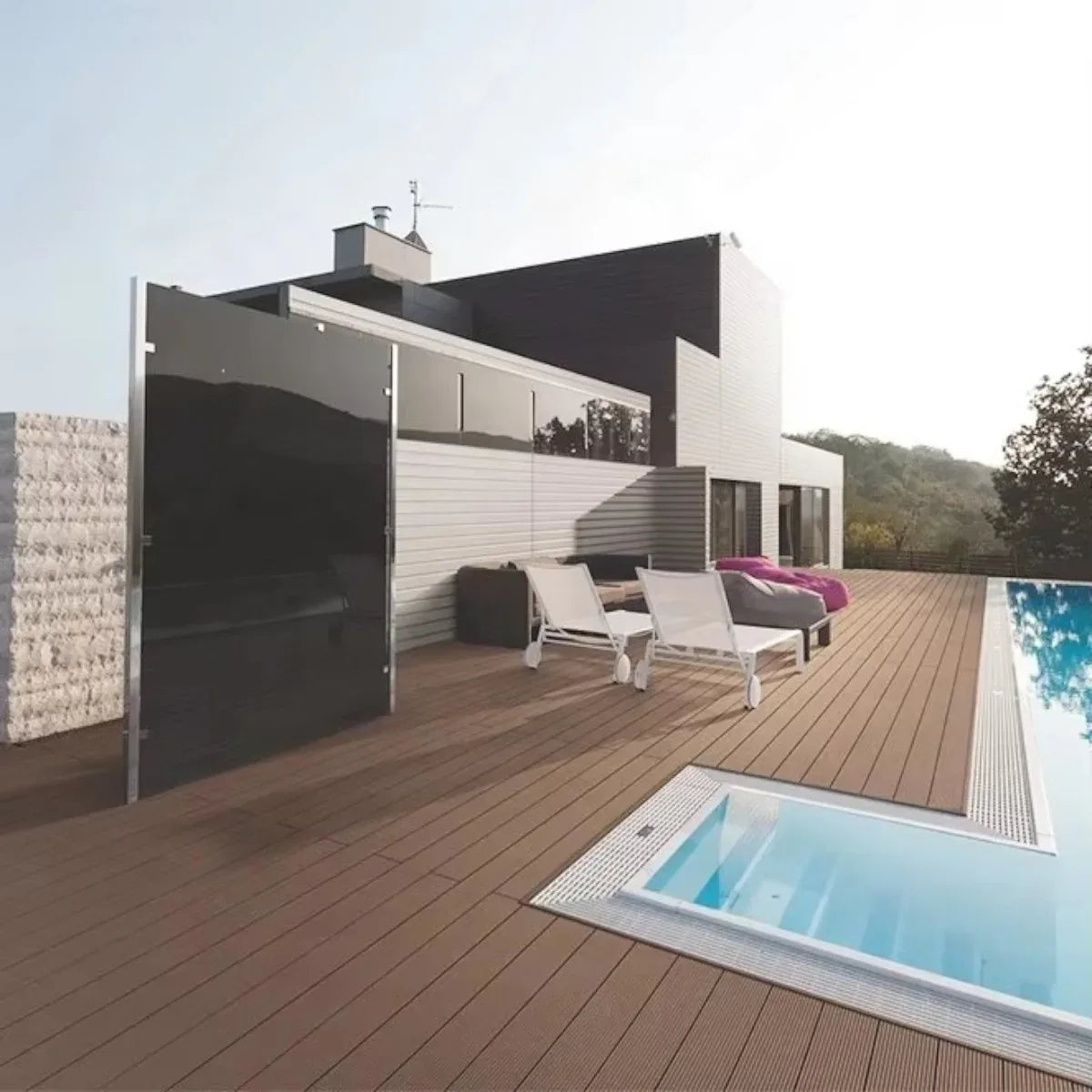 Pardoseala decking terasa din compozit WPC,  Naimeed D6463, 290x14.6x2.5cm, Maro inchis