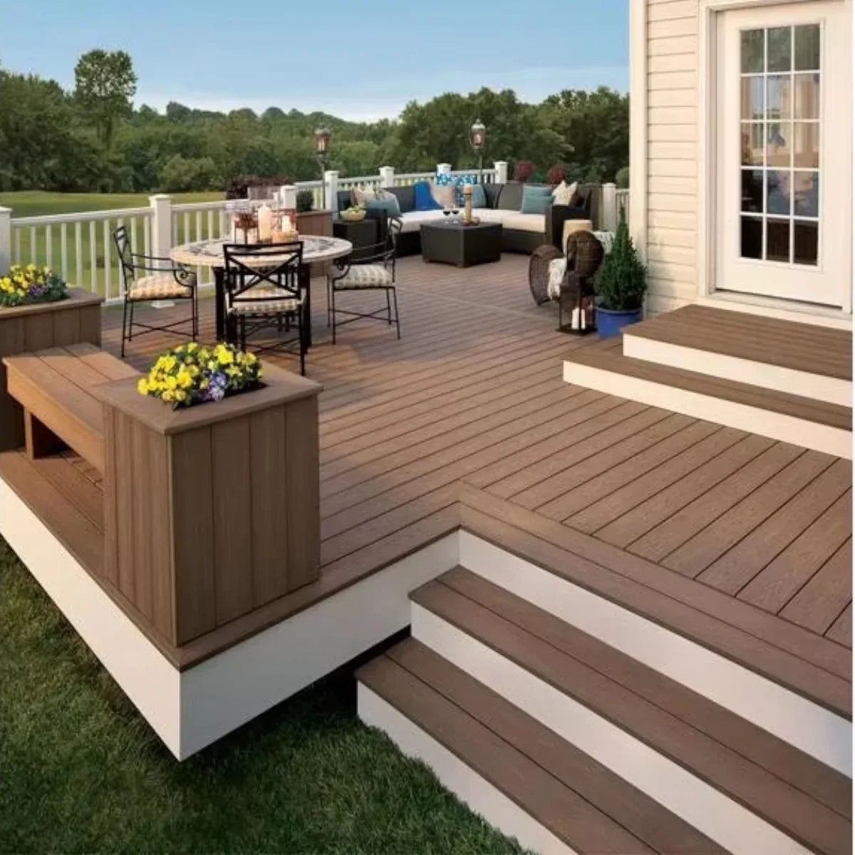 Pardoseala decking terasa din compozit WPC, Naimeed D7485, 280x14x2.5cm, Gri inchis