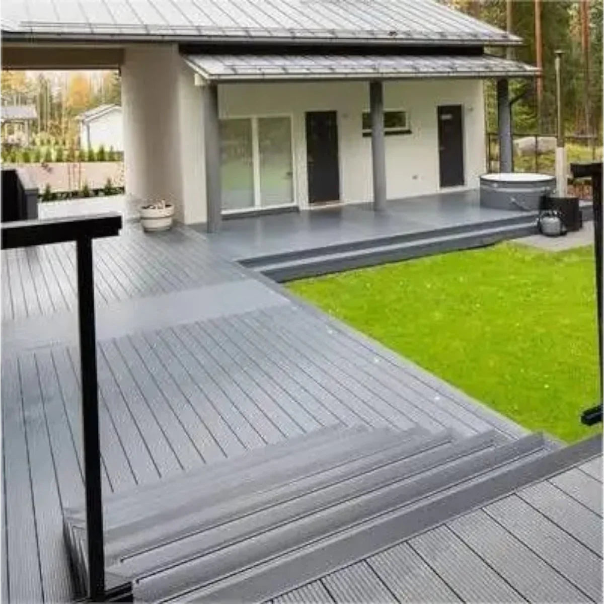 Pardoseala decking terasa din compozit WPC, Naimeed D6464, 290x14.6x2.5cm, Gri