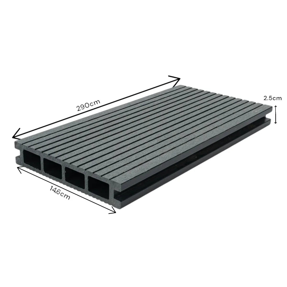 Pardoseala decking terasa din compozit WPC, Naimeed D6464, 290x14.6x2.5cm, Gri