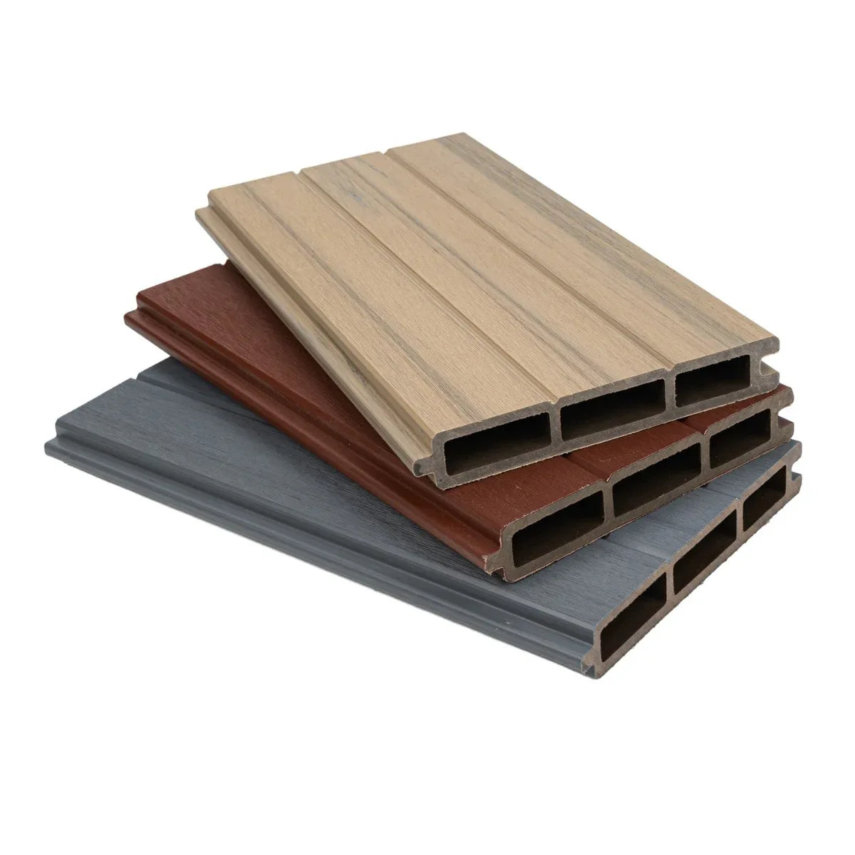 Placa de gard 3D, din compozit de lemn si plastic WPC, Naimeed D6473, 180x15,5x2.4cm, Crem