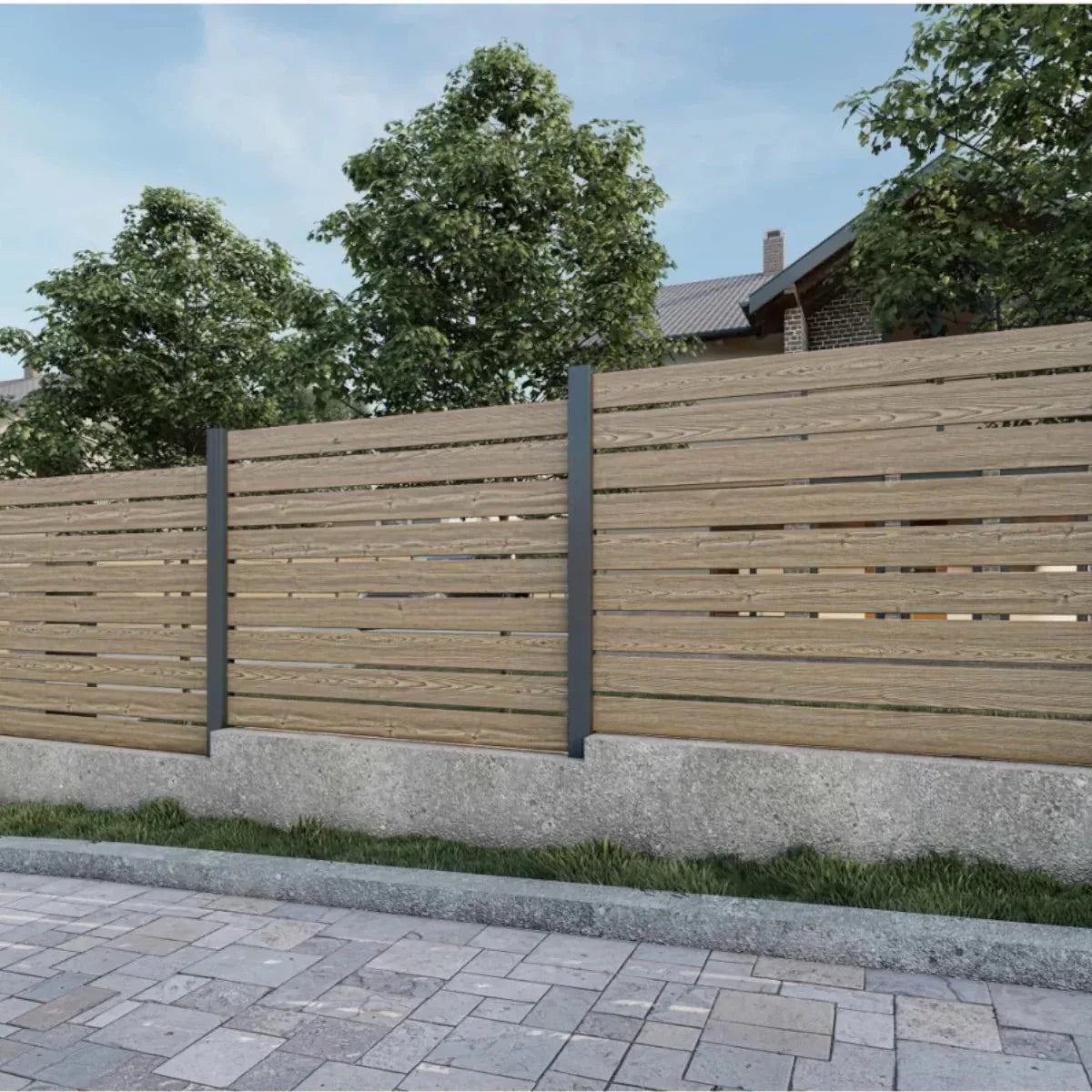 Placa de gard 3D, din compozit de lemn si plastic WPC, Naimeed D6473, 180x15,5x2.4cm, Crem