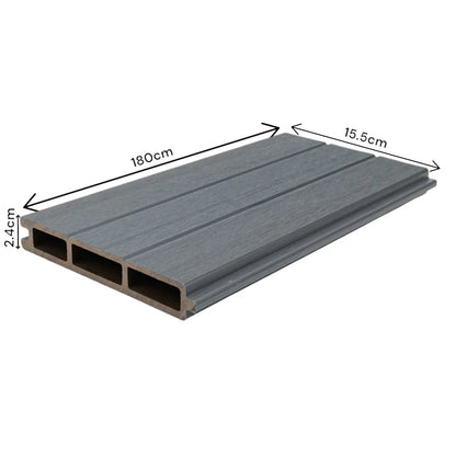 Placa de gard 3D, din compozit de lemn si plastic WPC, Naimeed D6474, 180x15,5x2.4cm, Gri