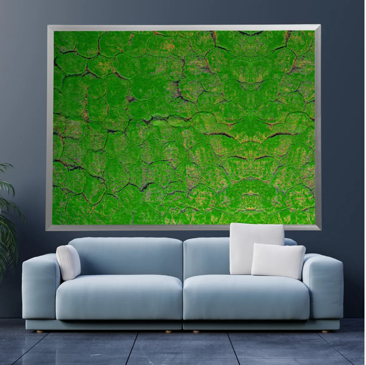 Covor muschi artificial de padure, Naimeed D6542, pentru decorare interioara sau exterioara, Verde, 1000x1000x20mm