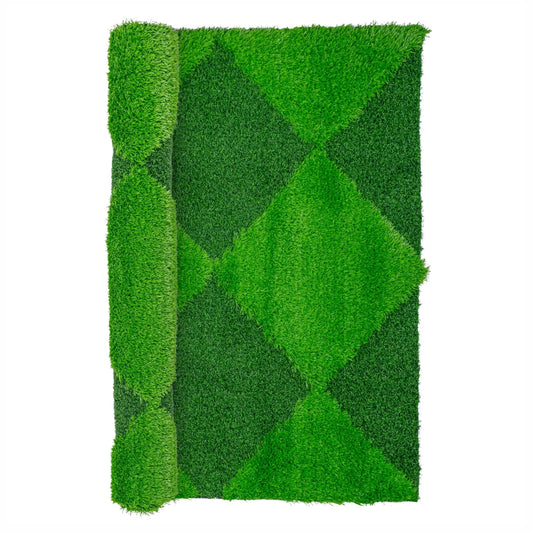Covor gazon artificial, Naimeed D6543, model romburi,  pentru decorare interioara sau exterioara, Verde, 1000x900x30mm
