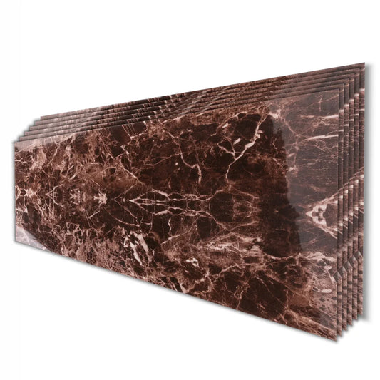 Set 6 panouri decorative, Naimeed D6571, Autoadeziv, aspect lucios, suprafata acoperita 1.08 mp, 30x60 cm, Maro