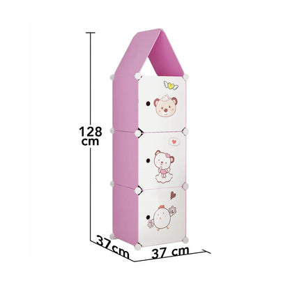 Dulap Modular, camera copii, 3 usi, Naimeed D6606, Roz, 128x37x37 cm