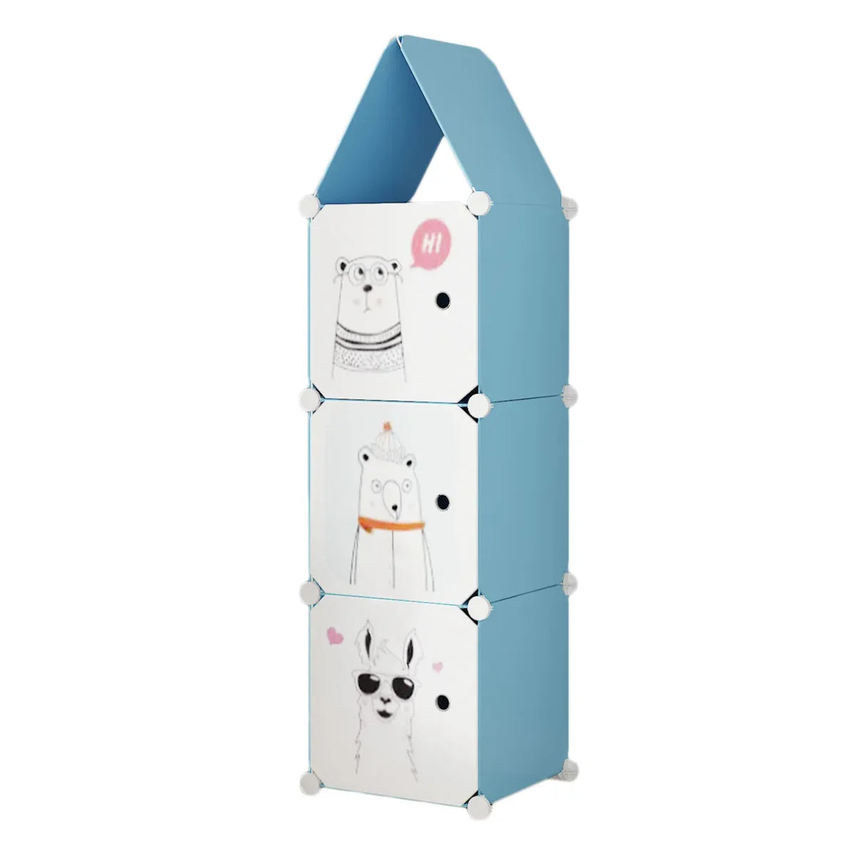 Dulap Modular, camera copii, 3 usi, Naimeed D6610, Albastru, 128x37x37 cm
