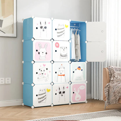 Dulap Modular, camera copii, 12 usi, Naimeed D6622, Albastru, 147x110x37 cm