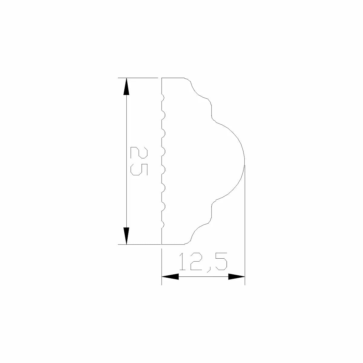 Set 5 Bagheta decorativa, polimer rigid, Naimeed D6691, Alb, 230x2.5x1.25cm
