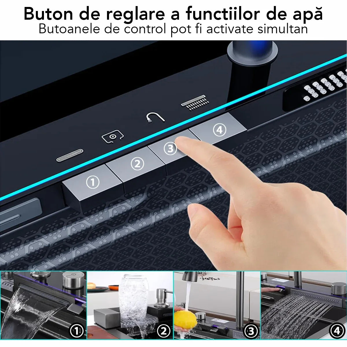 Chiuveta multifunctionala Smart Cuisine, cu accesorii incluse, Naimeed D6744, functii multiple, otel inoxidabil, Gri, 210x750x460mm