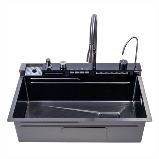 Chiuveta multifunctionala Smart Cuisine, cu accesorii incluse, Naimeed D6744, functii multiple, otel inoxidabil, Gri, 210x750x460mm