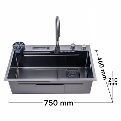Chiuveta multifunctionala Smart Cuisine, cu accesorii incluse, Naimeed D6747, functii multiple, otel inoxidabil, Gri, 210x750x460mm