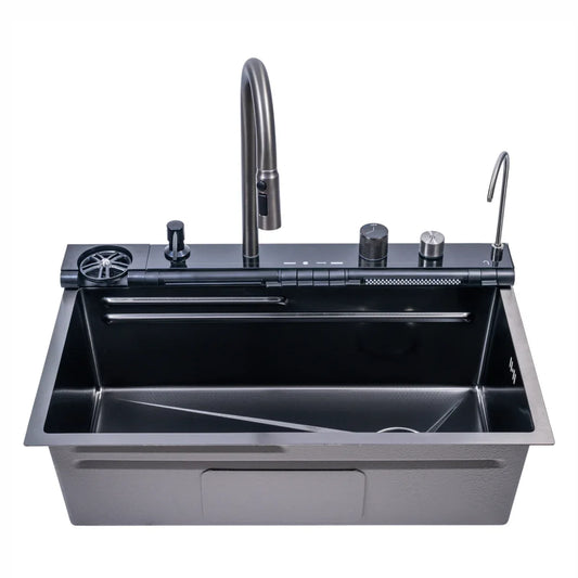 Chiuveta multifunctionala Smart Cuisine, cu accesorii incluse, Naimeed D6749, functii multiple, otel inoxidabil, Gri, 210x750x460mm