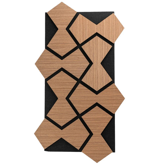 Set 5 Panouri riflaje acustice decorative, HDF si pasla, Naimeed D6753, 85x48x1.8cm, Stejar Inchis