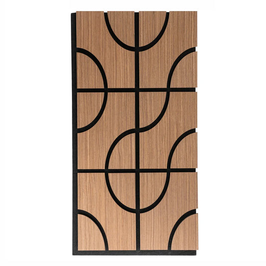 Set 5 Panouri riflaje acustice decorative, HDF si pasla, Naimeed D6756, 90x45x1.8cm, Stejar Inchis