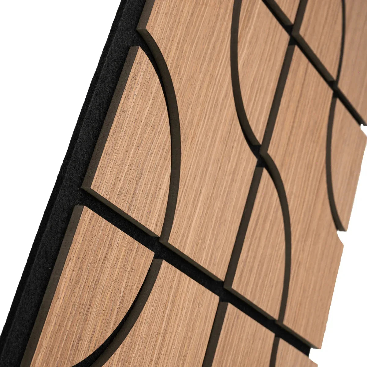 Set 5 Panouri riflaje acustice decorative, HDF si pasla, Naimeed D6756, 90x45x1.8cm, Stejar Inchis