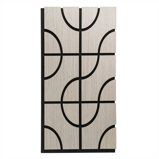 Set 5 Panouri riflaje acustice decorative, HDF si pasla, Naimeed D6757, 90x45x1.8cm, Gri