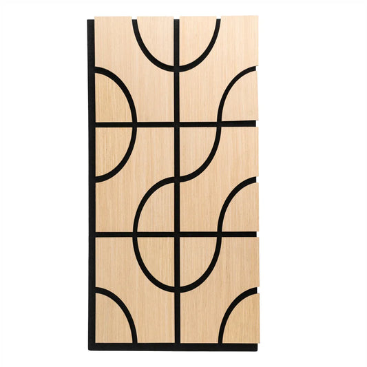 Set 5 Panouri riflaje acustice decorative, HDF si pasla, Naimeed D6758, 90x45x1.8cm, Stejar