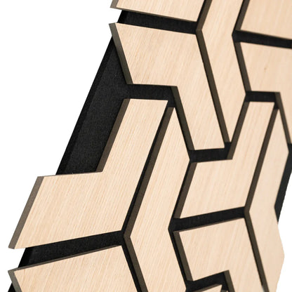 Set 5 Panouri riflaje acustice decorative, HDF si pasla, Naimeed D6759, 90x45x1.8cm, Stejar deschis