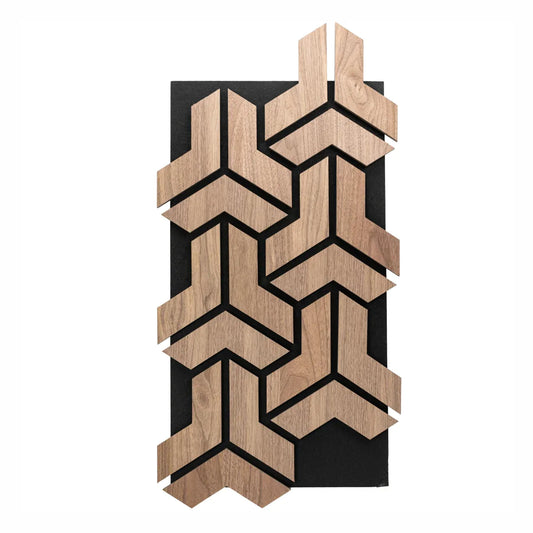 Set 5 Panouri riflaje acustice decorative, HDF si pasla, Naimeed D6760, 90x45x1.8cm, Stejar