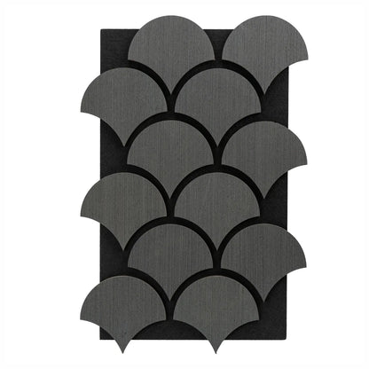 Set 5 Panouri riflaje acustice decorative, HDF si pasla, Naimeed D6762, 60x40x1.8cm, Gri