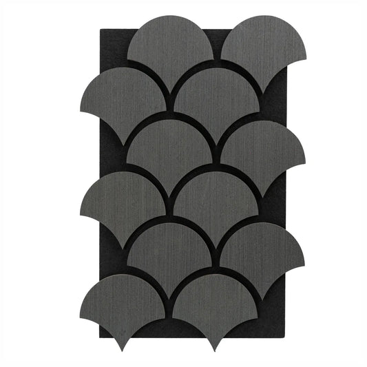 Set 5 Panouri riflaje acustice decorative, HDF si pasla, Naimeed D6762, 60x40x1.8cm, Gri