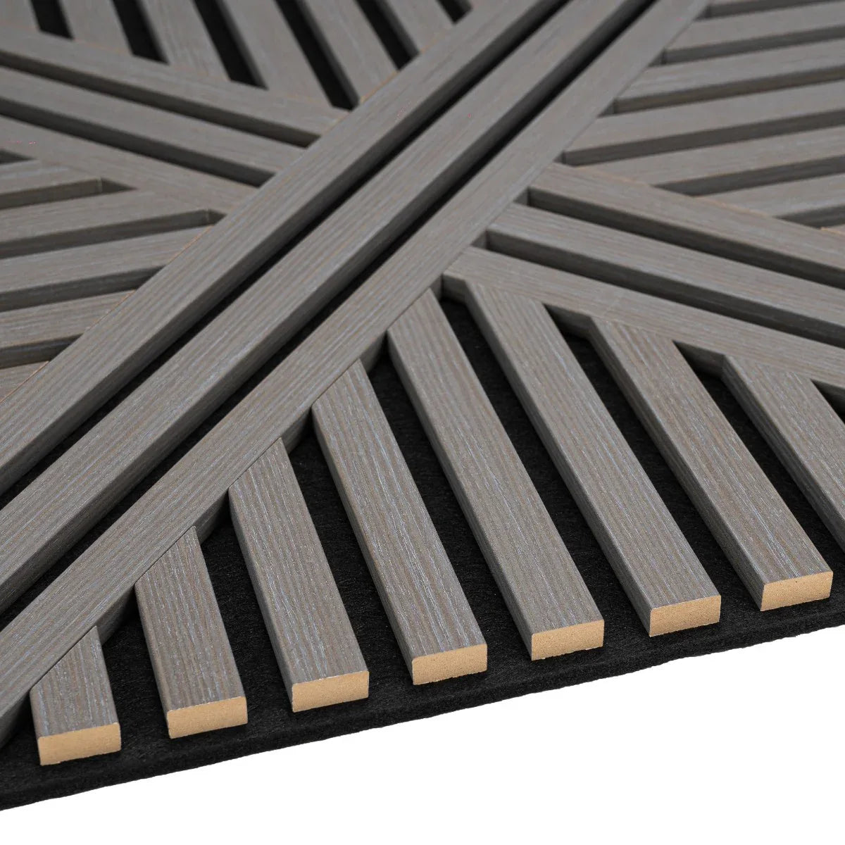Set 5 Panouri riflaje acustice decorative, MDF si pasla, Naimeed D6765, 60x60x1.8cm, Gri