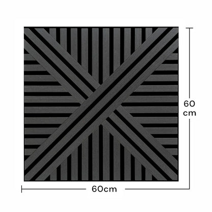 Set 5 Panouri riflaje acustice decorative, MDF si pasla, Naimeed D6766, 60x60x1.8cm, Negru