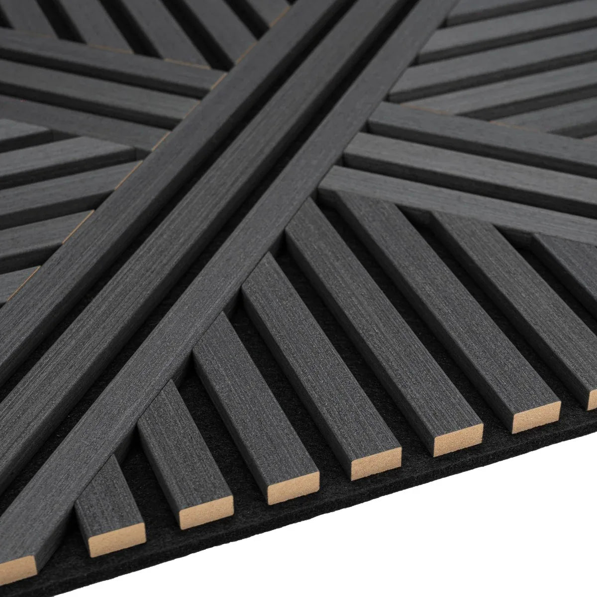 Set 5 Panouri riflaje acustice decorative, MDF si pasla, Naimeed D6766, 60x60x1.8cm, Negru