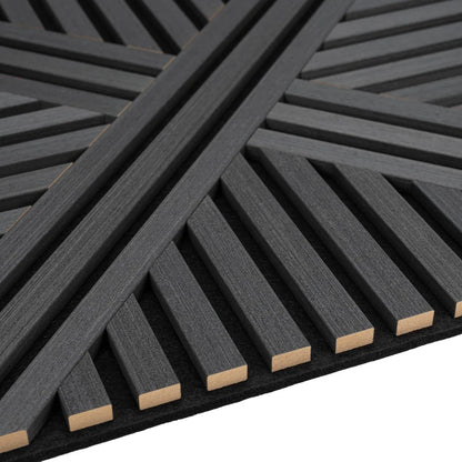 Set 5 Panouri riflaje acustice decorative, MDF si pasla, Naimeed D6766, 60x60x1.8cm, Negru