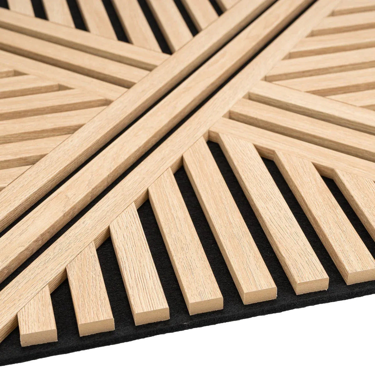 Set 5 Panouri riflaje acustice decorative, MDF si pasla, Naimeed D6767, 60x60x1.8cm, Stejar