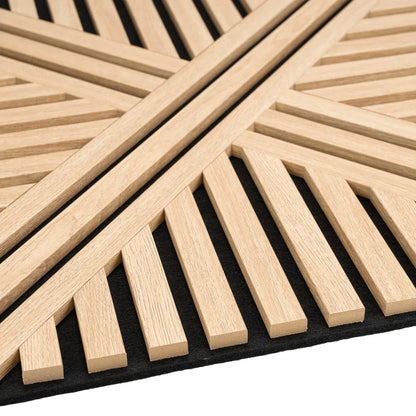 Set 5 Panouri riflaje acustice decorative, MDF si pasla, Naimeed D6767, 60x60x1.8cm, Stejar