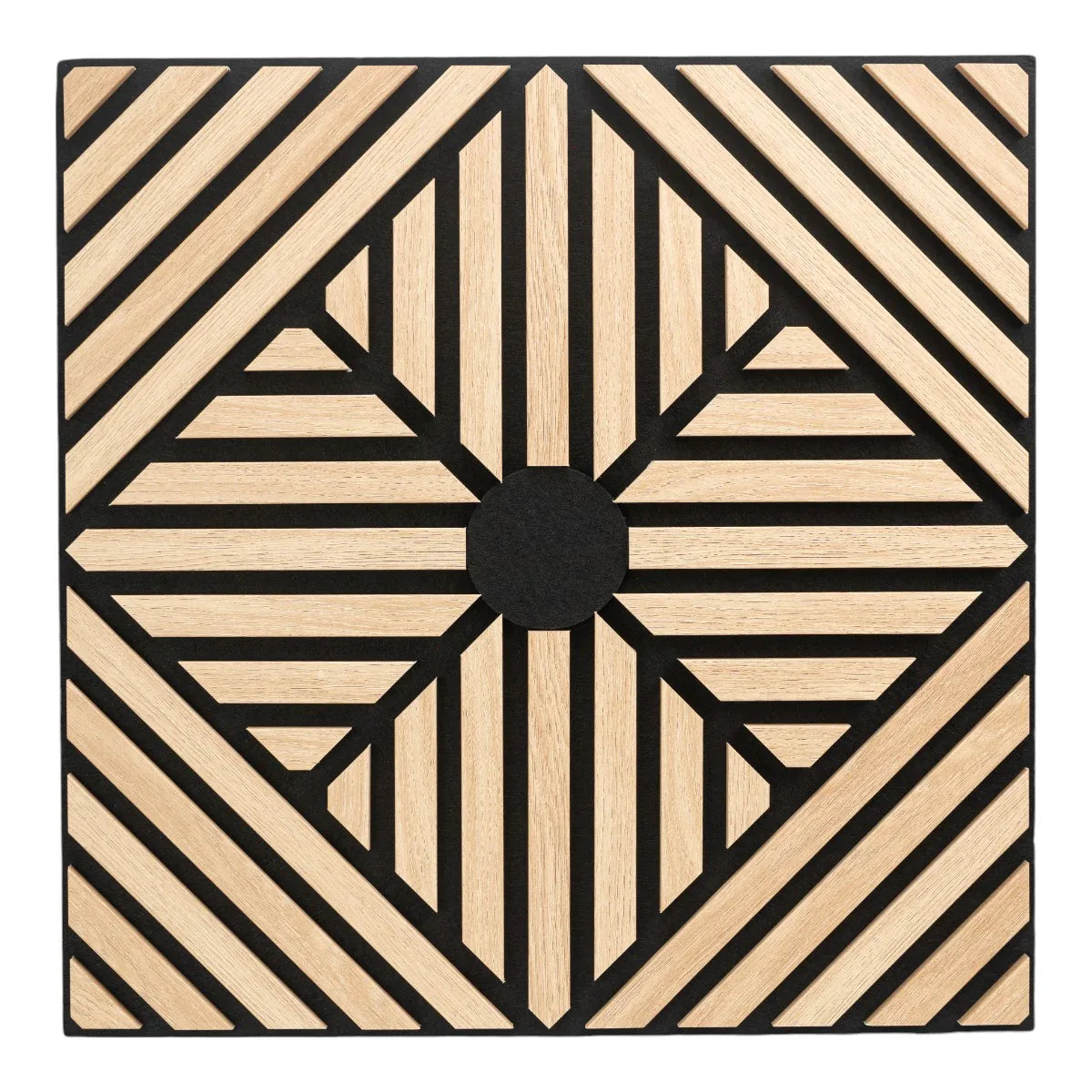 Set 5 Panouri riflaje acustice decorative, MDF si pasla, Naimeed D6768, 60x60x1.8cm, Stejar