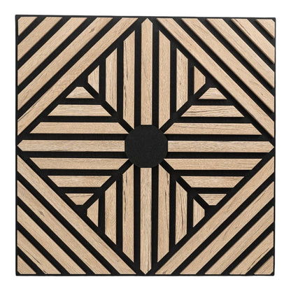 Set 5 Panouri riflaje acustice decorative, MDF si pasla, Naimeed D6769, 60x60x1.8cm, Stejar inchis