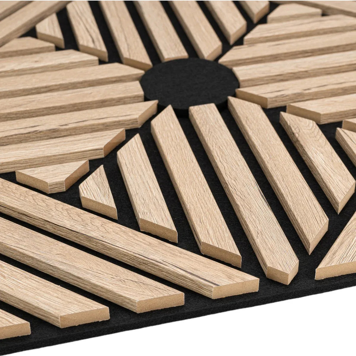 Set 5 Panouri riflaje acustice decorative, MDF si pasla, Naimeed D6769, 60x60x1.8cm, Stejar inchis